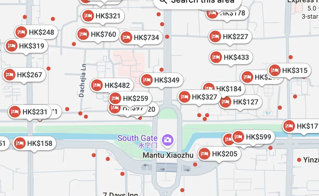 Hotel prices in the South Gate area, Xi'an